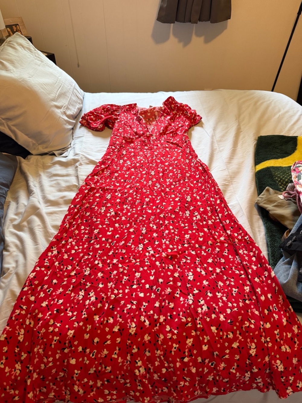 a new day Red Floral Wrap-Style Maxi Dress
